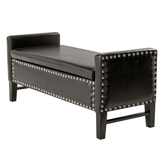 Upholstered PU Leather Bench With Flip Top - Espresso