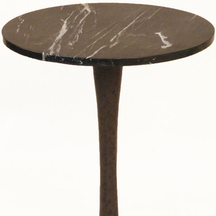 19" Marble Round End Table - Black