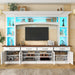 Extra Long TV Stand With 7 Color LED Lights, Adjustable Shelves & Storage Cabinets Hearth and Haven