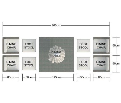 9 Piece Glass Dining Set - Clear And Gray