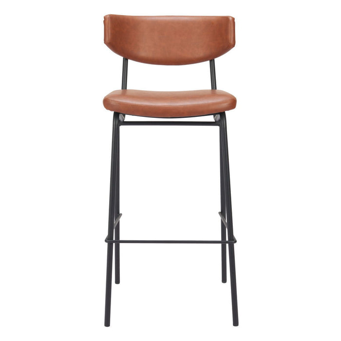 26" Faux Leather And Steel Counter Height Bar Chairs (Set of 2) - Brown And Black
