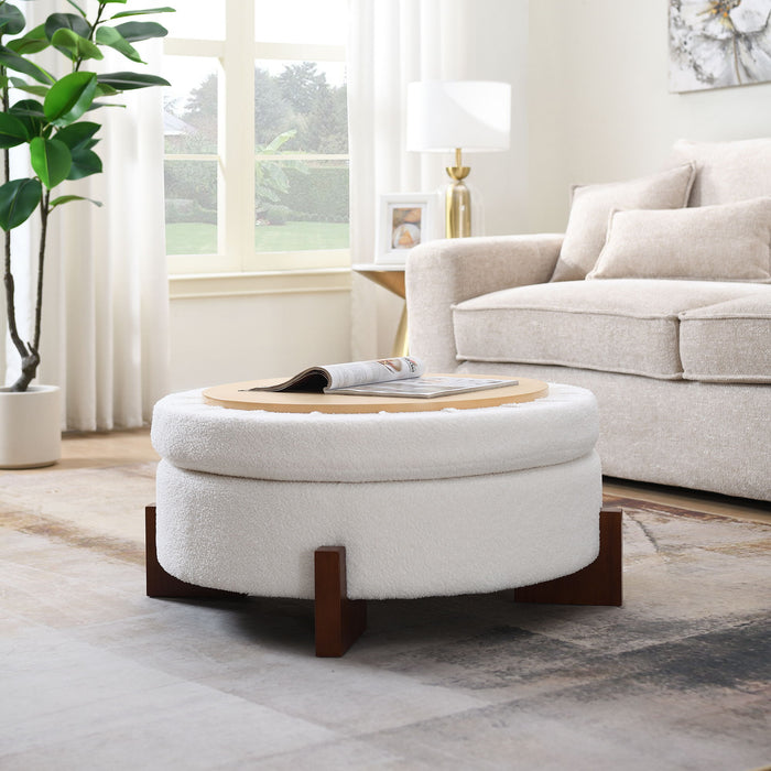 Round Storage Ottoman, Footrest Stool For Living Room Home Essentials