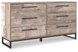 Neilsville - Six Drawer Dresser - Vinyl-Wrapped - Whitewash Signature Design by Ashley®