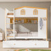 Full Over Full Bunk Bed With Storage Shelves And Trundle - White / Natural Dreamland