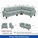 Modular L - Shaped Sectional Sofa 6 Seater 4 Piece, Couch With Chaise - Green Home Essentials