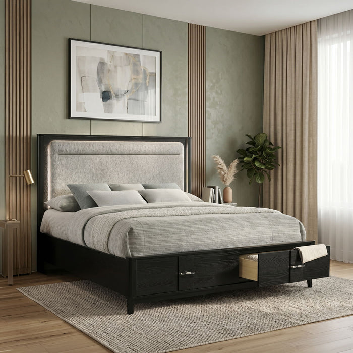 Opel - Storage Bed With LED Headboard Matrix Furniture Group