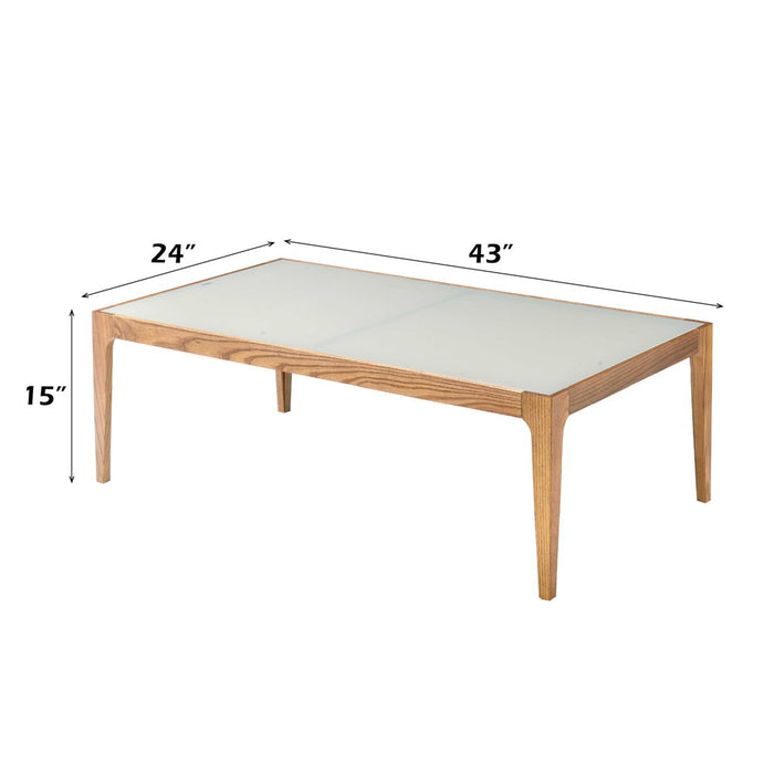 Gwynn - Coffee Table - Frosted Glass & Natural ACME