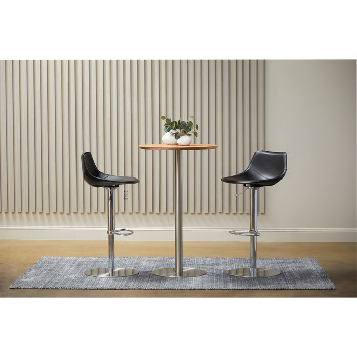 Metallic Rounded Steel Bar Table - Wood Brown And Silver