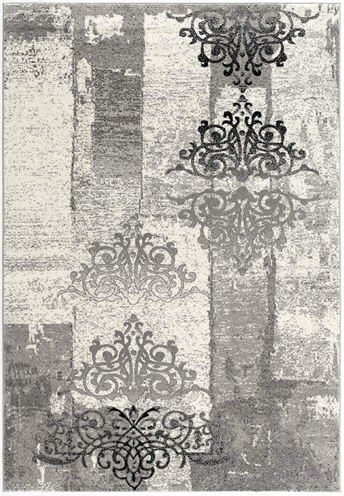 10' Damask Dhurrie Runner Rug - Gray