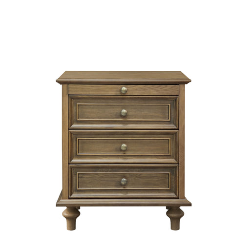 Nightstand With 4 Drawers With Hidden Pull Out Shelf - Light Brown Home Essentials