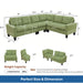 Modular L - Shaped Sectional Sofa, 6 Seater, 4 Piece Couch With Chaise - Green Home Essentials