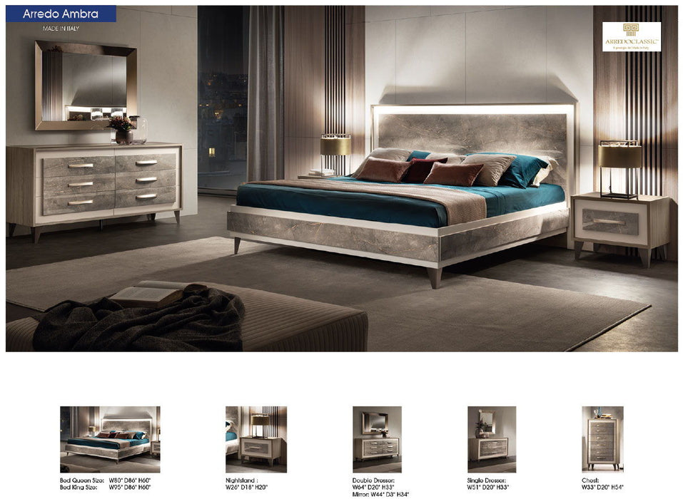 ArredoAmbra - Bed With Wooden Headboard Arredoclassic Italy