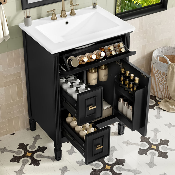 Bathroom Vanity With Sink, Flip Drawer, 2 Drawers, Adjustable Shelf Hearth and Haven