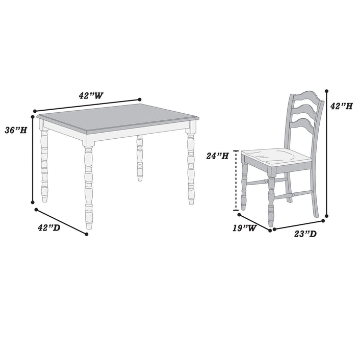 5 Piece Counter Height Dining Set With Table 4 Chairs - Oak / White Home Essentials