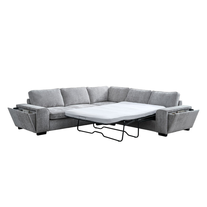 Dayne - 3 Piece Sleeper Sectional - Gray New Classic
