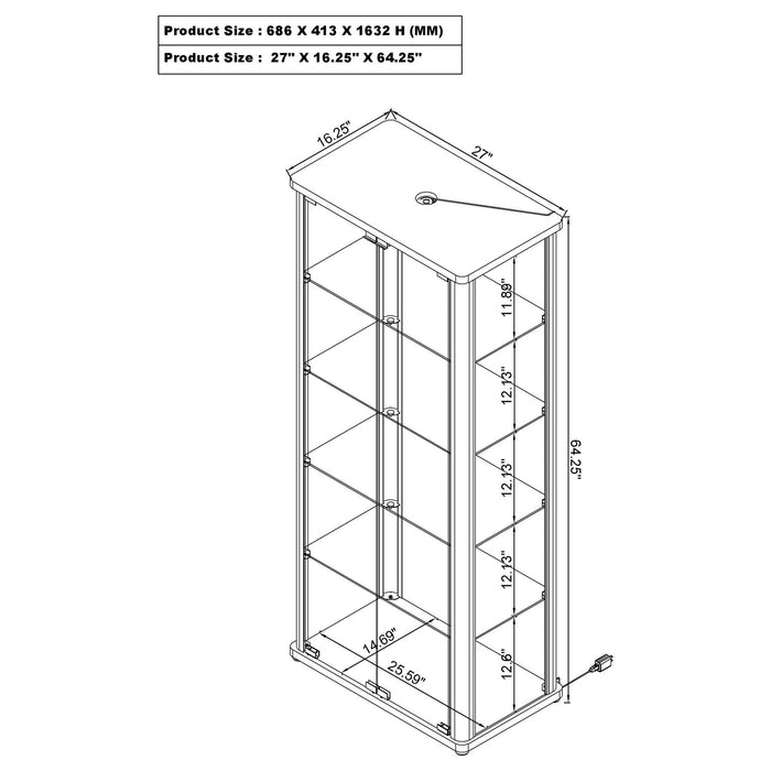 Nevra - 4 Shelf Display LED Curio Cabinet Furniture Max