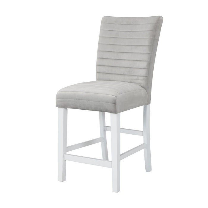 Elizaveta - Counter Height Chair Set of 2) - Gray Velvet &White High Gloss