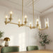 Willow - 8 Lights Island With Clear Ribbed Pendant Lamp Satin - Antique Brass / Clear / Gold Ashcroft Furniture
