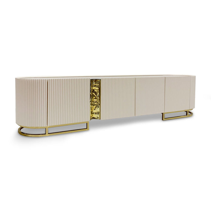 Lisbon - Media Cabinet - Silken Matte Cream Michael Amini