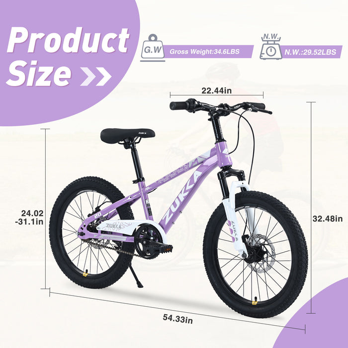 Zukka - 20" Mountain Bike With Adjustable Saddle And Suspension Fork Daily Nest