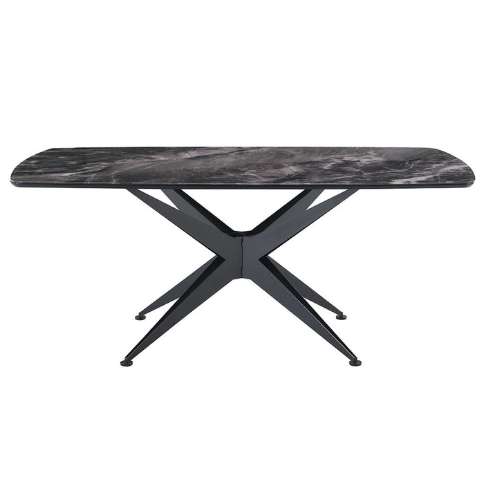 Klaus - Dining Table - Crystal Tempered Glass Top & Black Finish