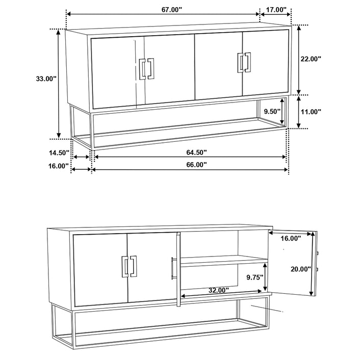 Washoe - 4 Door Accent Cabinet - Walnut Furniture Max