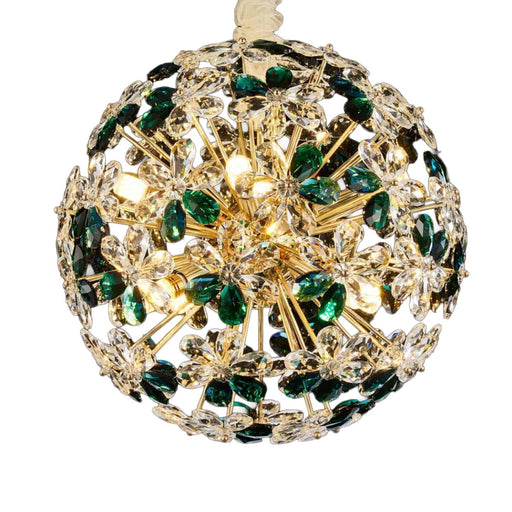 Michael Amini Lighting - Emerald Bouquet 16-Light Round Crystal Chandelier - Gold Michael Amini