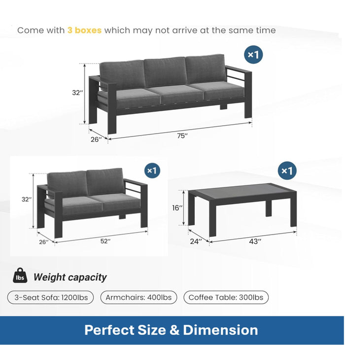 Outdoor Patio Set, All-Weather With Thick Cushions