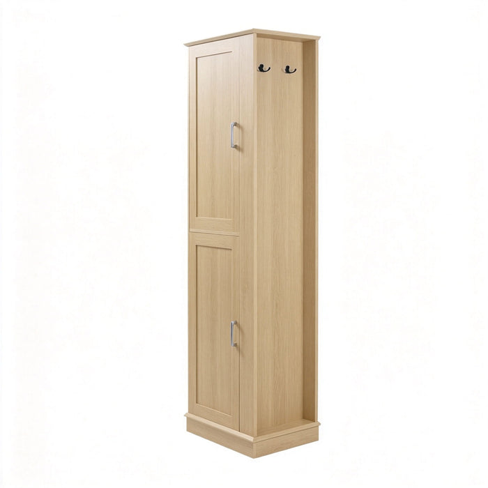 Tall Freestanding Bathroom Storage Cabinet With Adjustable Shelves And Side Hooks Hearth and Haven