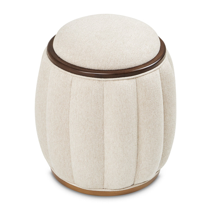 Camellia Field - Round Bench - Linen / Warm Pecan