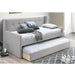 Daybed With Slat Trundle, Button Tufted - Light Gray Home Essentials