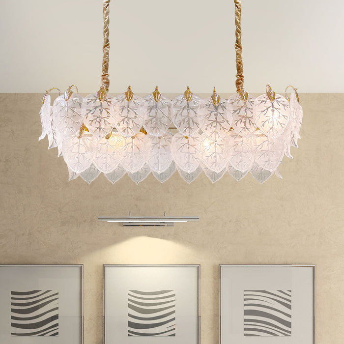 Michael Amini Lighting - Autumn 12-Light Rectangular Chandelier - Frost / Gold Michael Amini