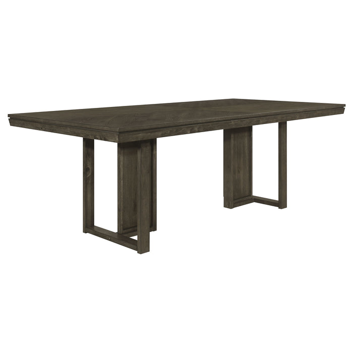 Glenmoor - Rectangular Dining Table With Geometric Double Pedestal Base - Dark Gray Furniture Max
