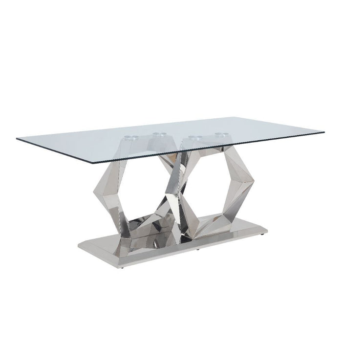 Gianna - Dining Table - Clear Glass Top & Stainless Steel