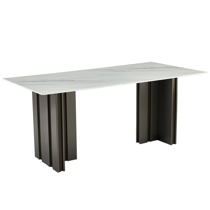 Rectangular Dining Table - Gray / White Home Essentials