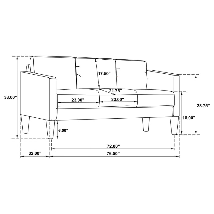 Weld 3 Piece Upholstered Track Arm Sofa Set - Black Furniture Max