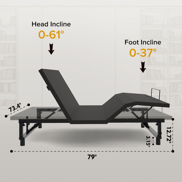 Adjustable Bed Base Frame With Wireless Remote, 4 USB Ports, Under Bed Nightlights, Zero Gravity Daily Nest