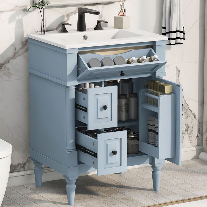 Freestanding Bathroom Vanity With Sink, Adjustable Shelf & Flip Drawer Hearth and Haven