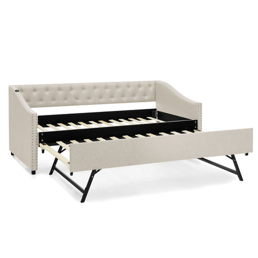 Upholstered Daybed With USB Charging & Pull Out Bed Home Essentials