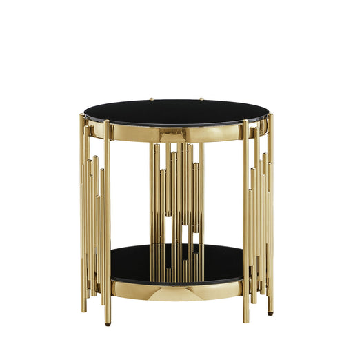 Round Double Tier Table With Flute Shaped Tube Legs Home Essentials