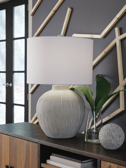 Calbert - Poly Table Lamp - Warm Gray Signature Design by Ashley®