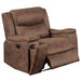 1 Piece Manual Recliner With Padded Seat And Backrest, Square Arms For Living Room - Walnut Home Essentials