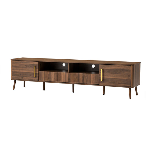 TV Stand For TVs Up To 85" With Soft-Close Doors, Open Shelf, Cable Management - Walnut Hearth and Haven