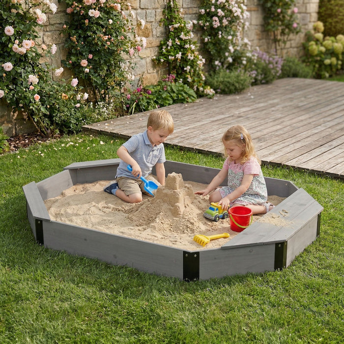 Octagon Sandbox With Storage, Sandpit With Cover And Liner For Backyard Daily Nest