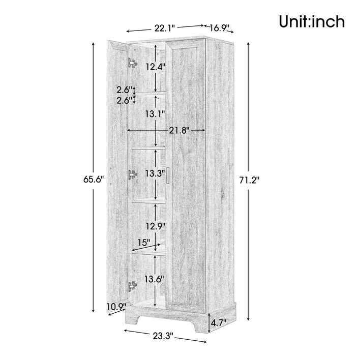Storage Cabinet With Adjustable Shelves, 2 Doors, Rectangle Design For Bathroom Hearth and Haven
