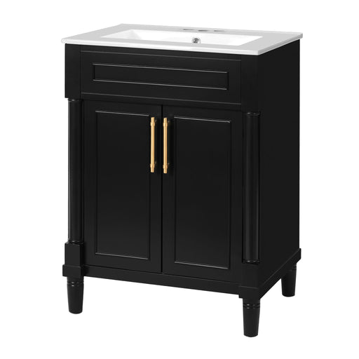 Bathroom Vanity With Integrated Sink, 2 Door Cabinet, Single Sink For Small To Medium Bathrooms Hearth and Haven
