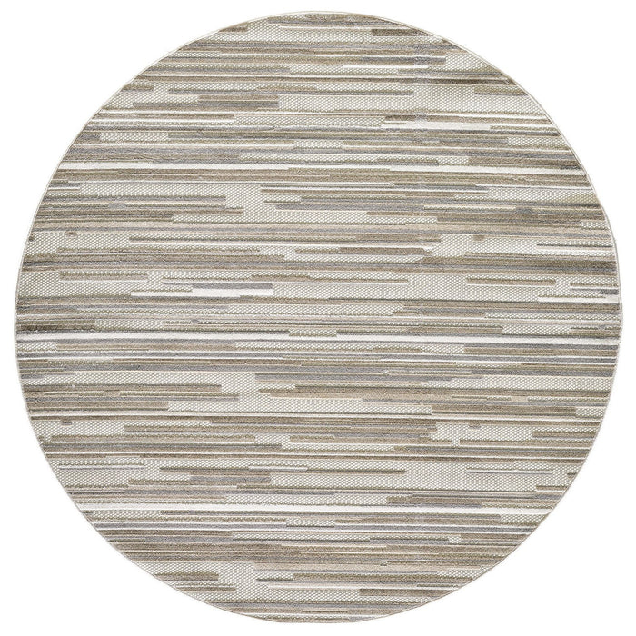 8' Round Round Abstract Stain Resistant Indoor / Outdoor Area Rug - Gray