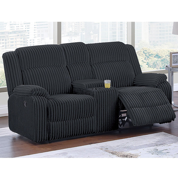 Motion Loveseat Recliner With Console Soft Seat Upholstered For Living Room - Black Home Essentials