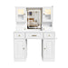 Large Vanity Table Set With Mirror, 6 Drawers & Shelves, Power Socket, Hair Dryer Holder, Cabinet Light, Dressing Desk - White Home Essentials