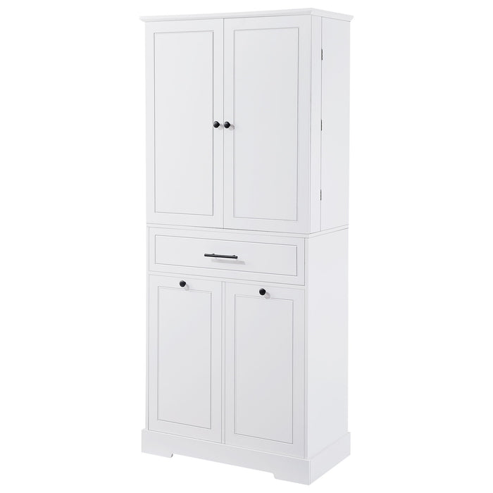 Freestanding Bathroom Storage Cabinet With Doors, Drawers, And Tilt Out Laundry Hamper - White Hearth and Haven